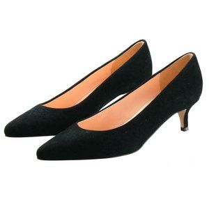 NEW J.CREW Heels Pumps Pointed Toe Low Heel Sz. 7.5 Black Suede Leather